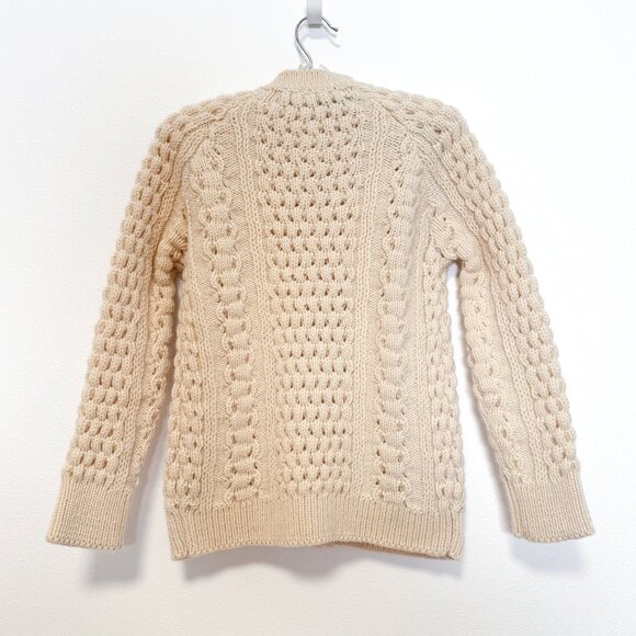 VTG John Molloy Cream Irish Wool Fisherman Knit Cardigan Sweater Size 34 | XS/S - Picture 2 of 12